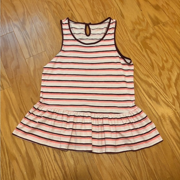kate spade Tops - KATE SPADE Pink Stripe Tank Small With Ruffles And Bow On Back